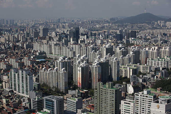 Part of Gangnam area is seen in Seoul, South Korea.