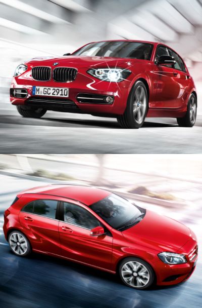 BMW 1 series (top) and Mercedes A Class.