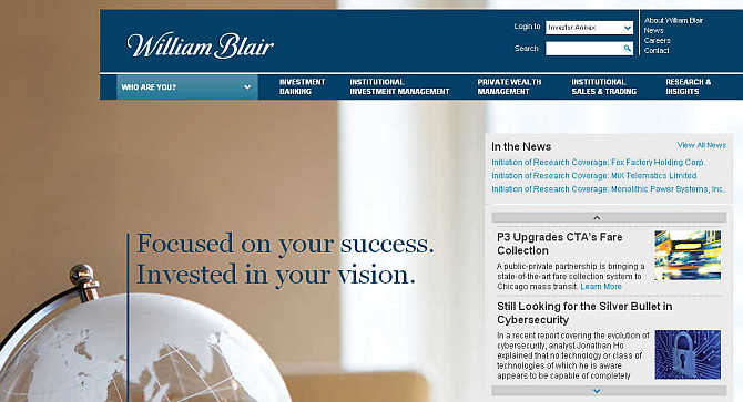 Homepage of William Blair & Company.