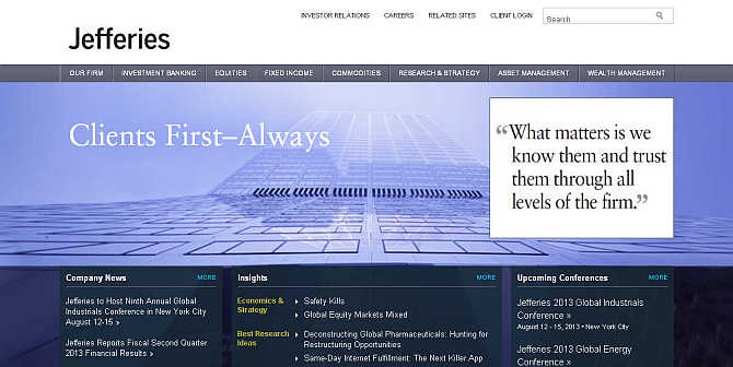 Homepage of Jefferies & Company.