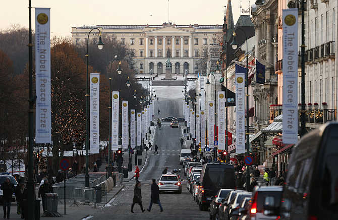 Royal Palace at the end of Karl Johans Gate in Oslo, Norway.