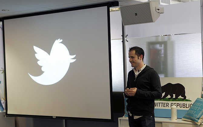 Twitter's former CEO Evan Williams speaks at a news conference as the website Twitter.com is launched, in San Francisco, California.