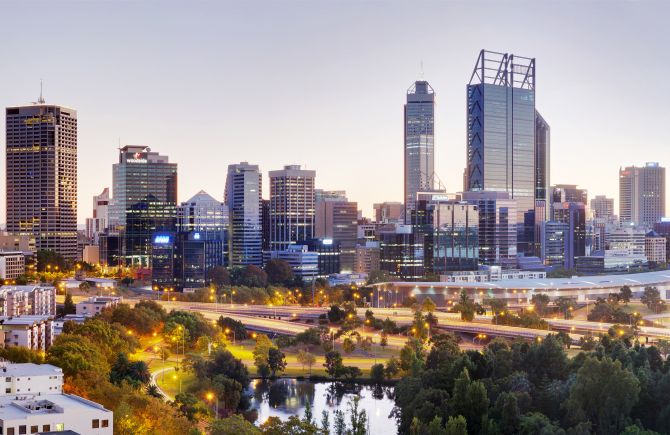 Perth central business district from Kings Park.