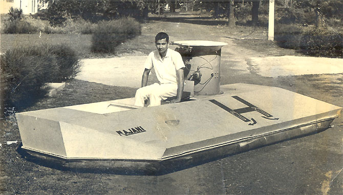 Vijay Papparao with the hovercraft he built while in IIT Madras