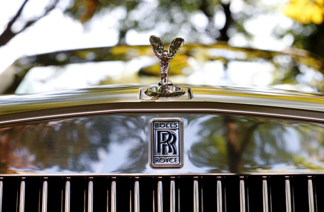 The radiator mascot, the so-called Spirit of Ecstasy or Emily, of a 2012 Rolls Royce Phantom Drophead Coupe is pictured in Zurich.