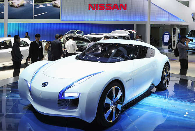 Nissan's Esflow concept car on display in Beijing, China.