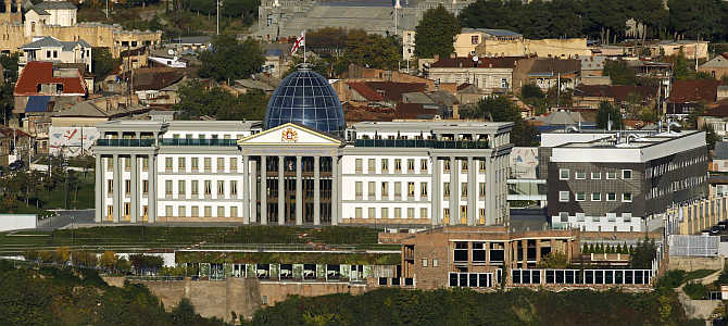 A view of the Presidential Palace in Tbilisi, Georgia.