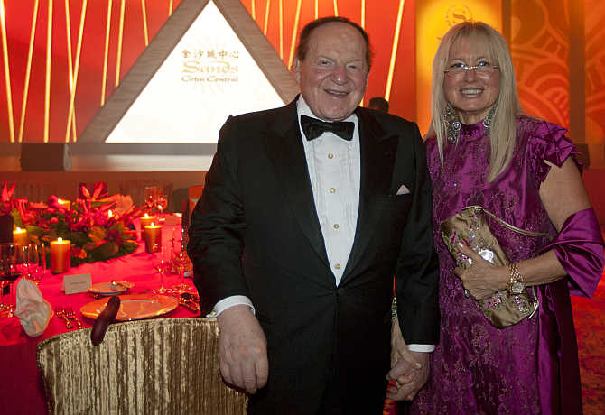 Sheldon Adelson with his wife Miriam Ochsorn in Macau.