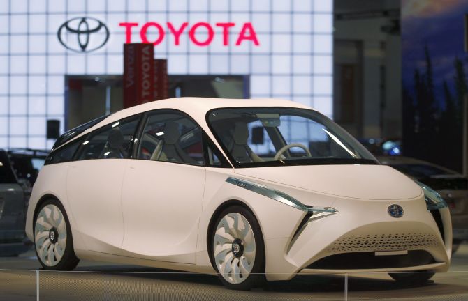 A Toyota FT-BH concept car is seen at the Washington Auto show.