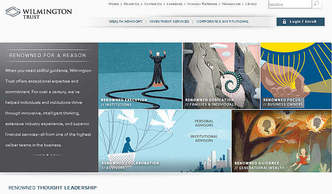 Homepage of Wilmington Trust website.