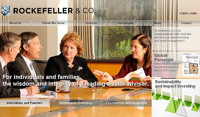 Homepage of Rockefeller & Company website.