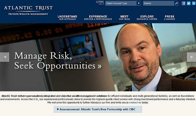 Homepage of Atlantic Trust website.