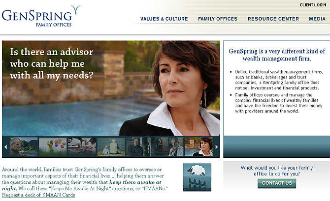 Homepage of GenSpring Family Offices website.