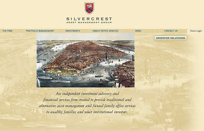 Homepage of Silvercrest Asset Management website.