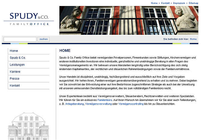 Homepage of Spudy & Co website.