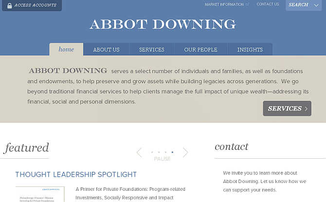 Homepage of Abbot Downing website.