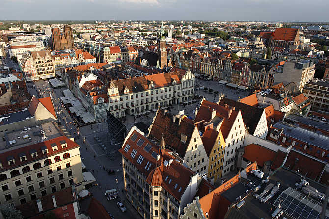 A view of Old Town is seen in Wroclaw, southern-western Poland.