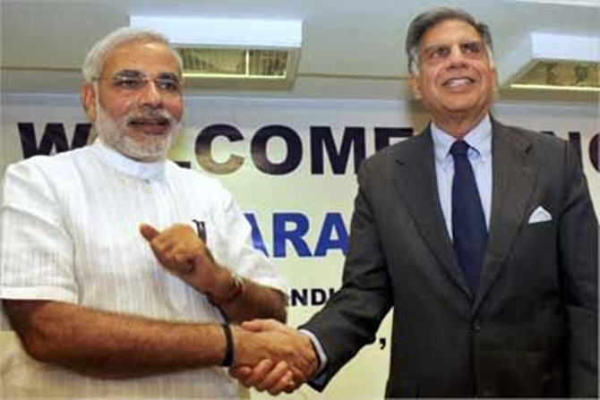 Narendra Modi with Ratan Tata.