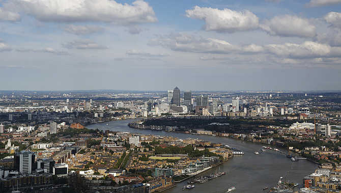A view of Canary Wharf in London, United Kingdom.