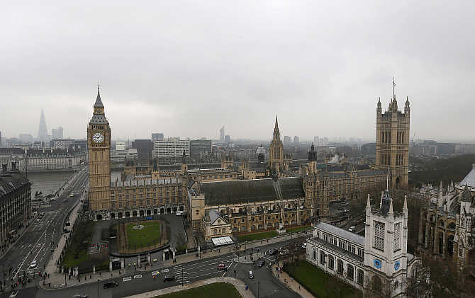 Houses of Parliament are seen in central London, United Kingdom.
