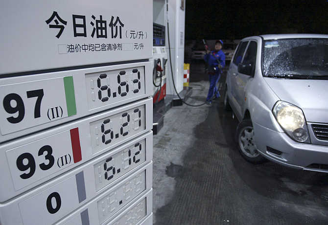 A petrol pump station in Nanjing, Jiangsu province, China.