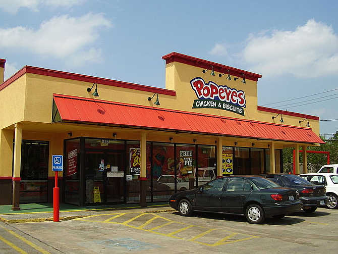 A Popeyes Chicken & Biscuits in Houston, Texas.