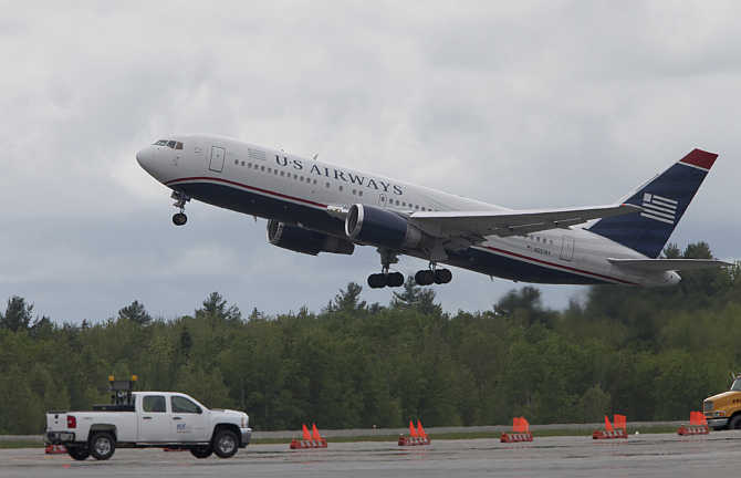 A US Airways flight takes off from Bangor in Maine, United States.