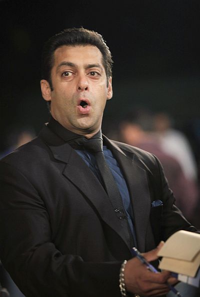 Bollywood actor Salman Khan speaks on the green carpet for the International Indian Film Academy (IIFA) awards.