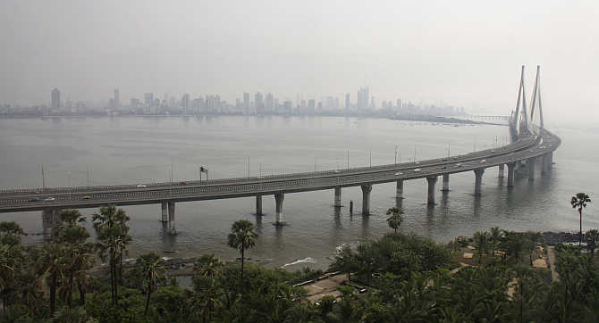 A view of Bandra-Worli sea link in Mumbai. Maharashtra is fifth-most developed state.