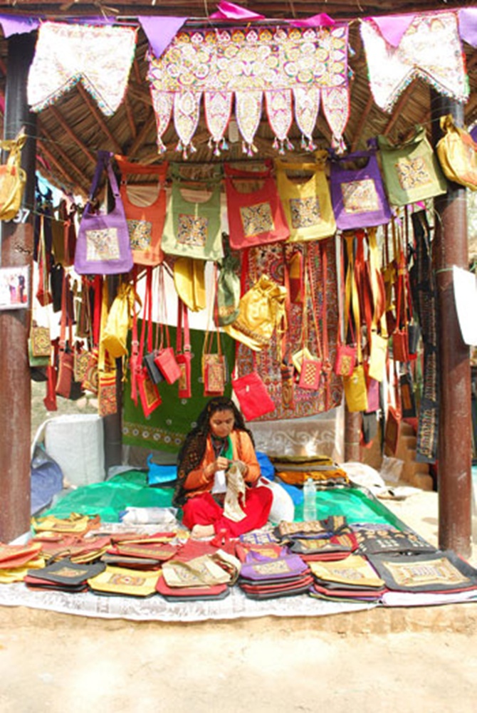 A lady at the Surajkund Crafts festival.
