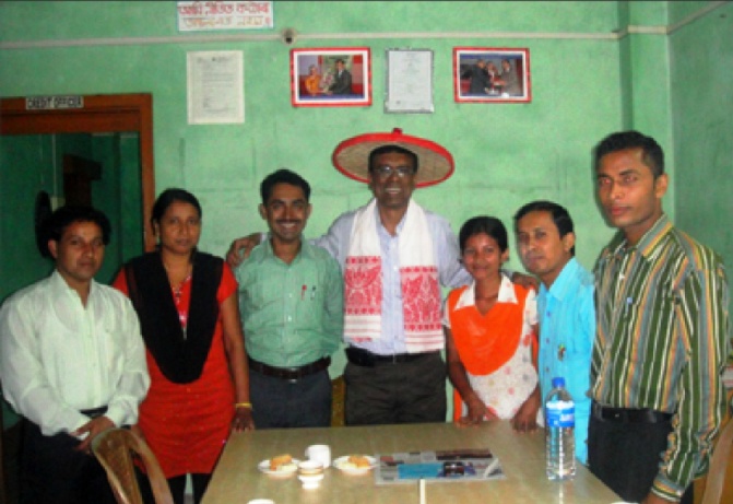 The CMD with team members at a branch office in Assam.
