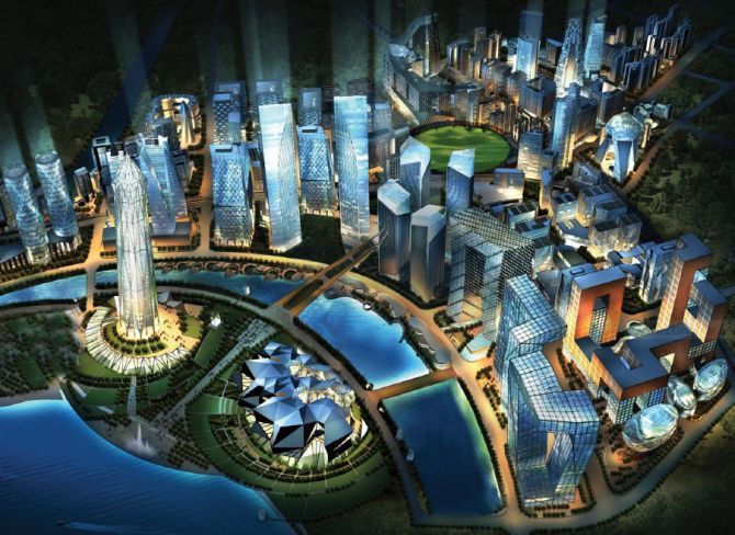 Artist's impression of the upcoming economic hub in Gujarat called GIFT.