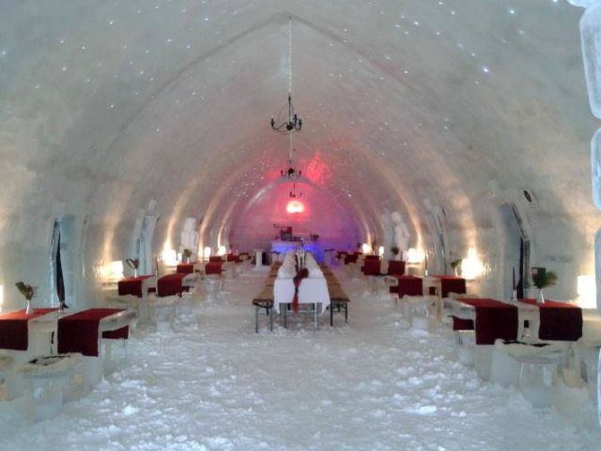 Restaurant at the Ice Hotel, Lake Balea.