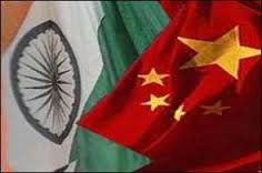 Chinese and Indian flags