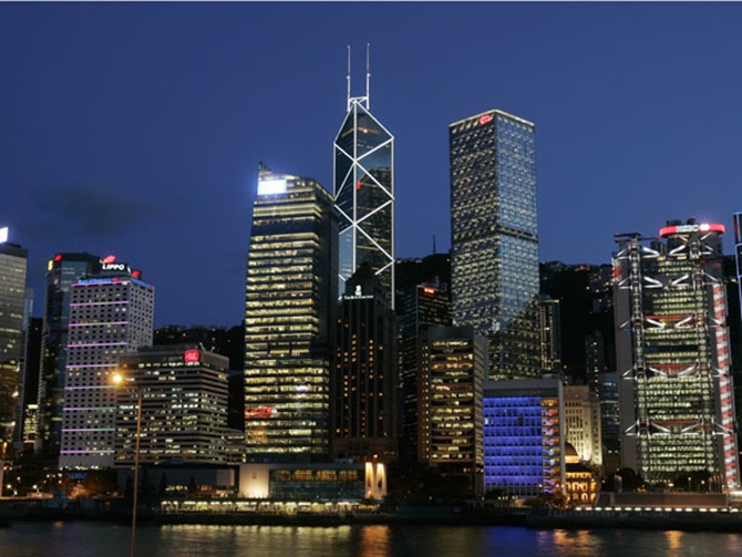 A view of buildings in Hong Kong.