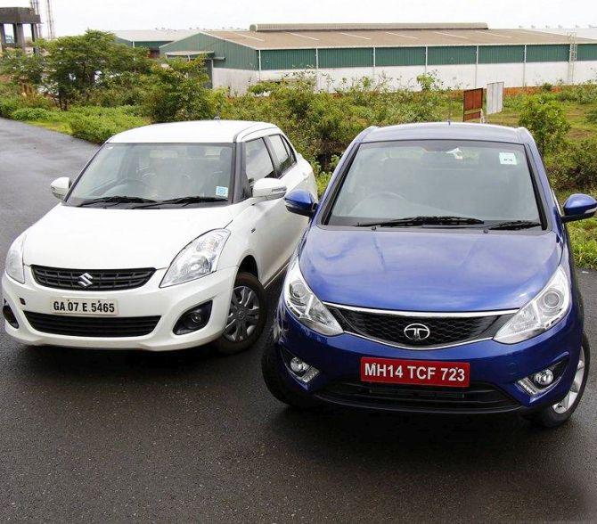 Maruti Dzire (L) and Tata Zest.