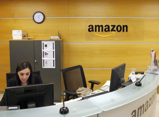 Image: View of the reception of Amazon Europe Holding Technologies in Luxembourg. Photograph: Francois Lenoir/Reuters