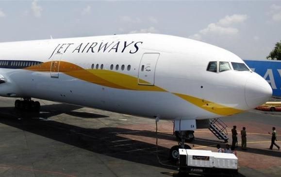 A newly acquired Jet Airways Boeing 777-300ER aircraft sits on the tarmac at Mumbai airport. 