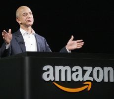 Amazon CEO Jeff Bezos at a press conference.