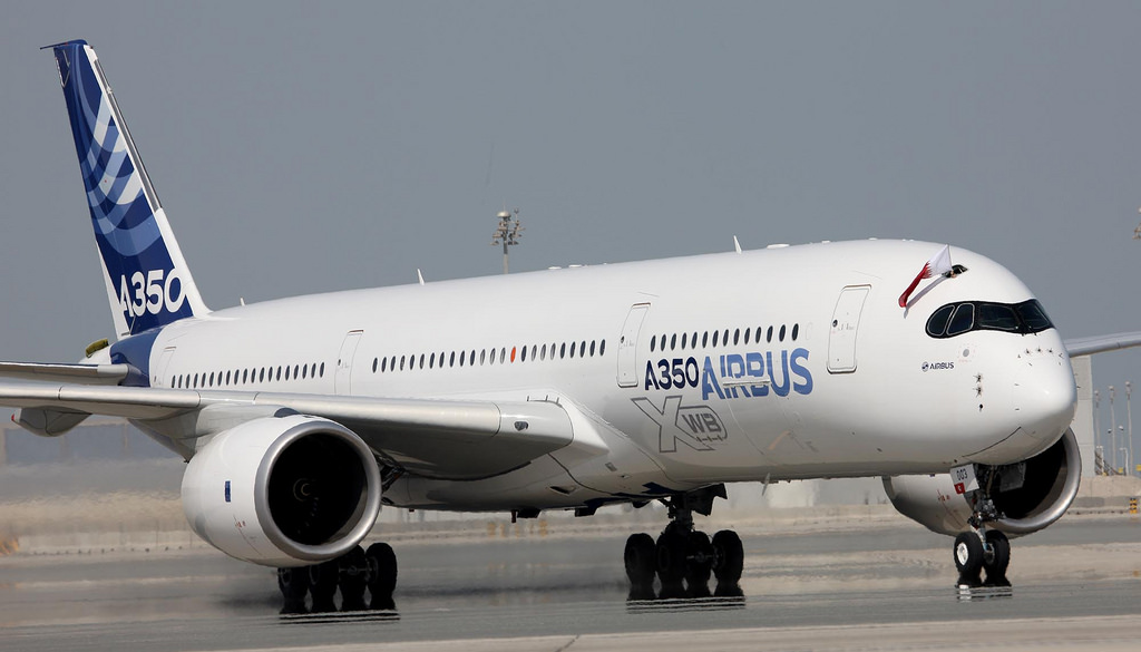 The fuel-efficient Airbus A350 XWB's first landing at Doha
