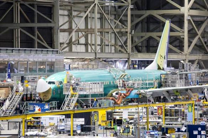 Boeing 737 jetliner is pictured during a tour of the Boeing 737 assembly plant in Renton.