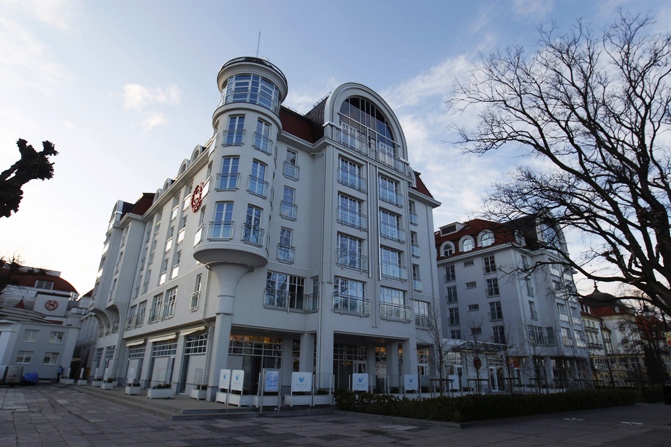 A view of the Sheraton Hotel in Sopot.