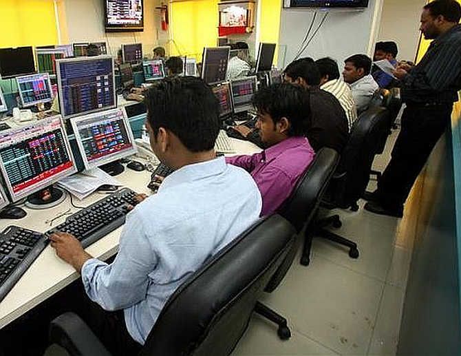 Stock traders at work