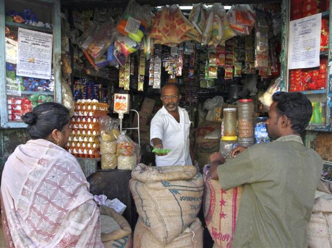 Villagers buy grocery.