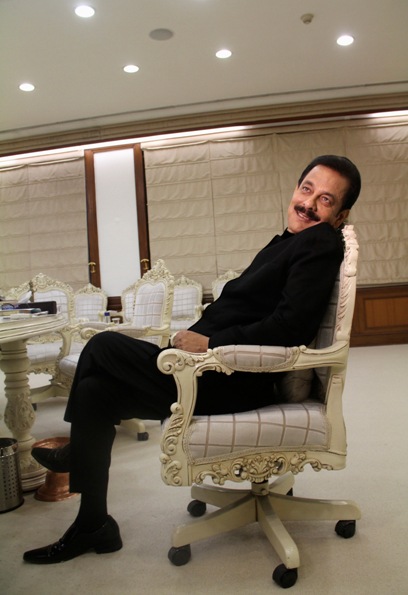 Sahara Group Chairman Subrata Roy poses for a photograph after an interview with Reuters at his office in Lucknow.