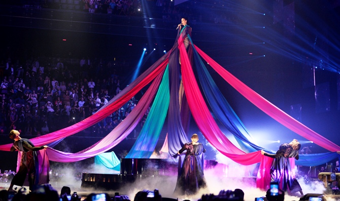 Singer Katy Perry performs during the 2013 MTV Europe Music Awards at the Ziggo Dome in Amsterdam.