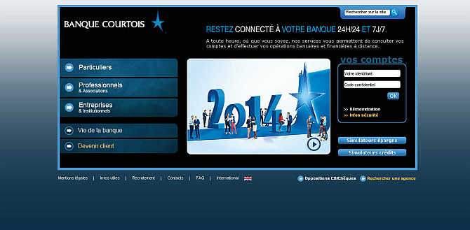 Homepage of Banque Courtois website.