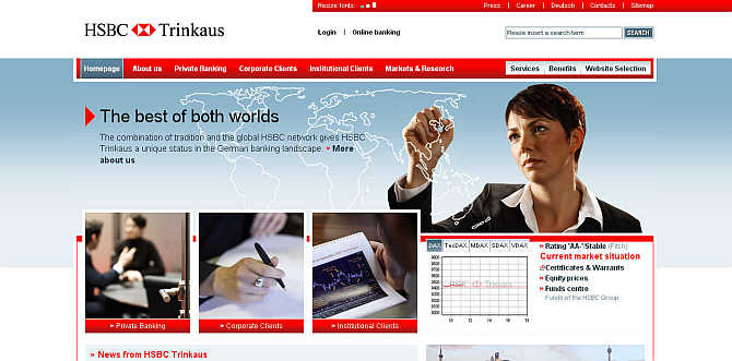 Homepage of Trinkaus & Burkhardt website.