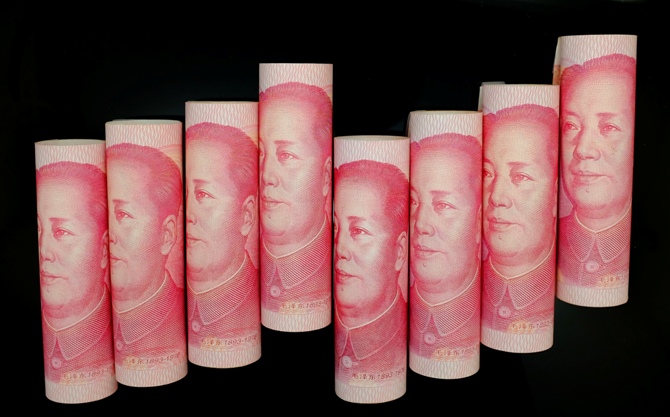 100 Yuan notes are seen in this illustration.