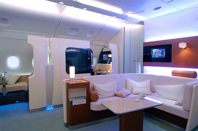 A380 cabin, first class compartments.